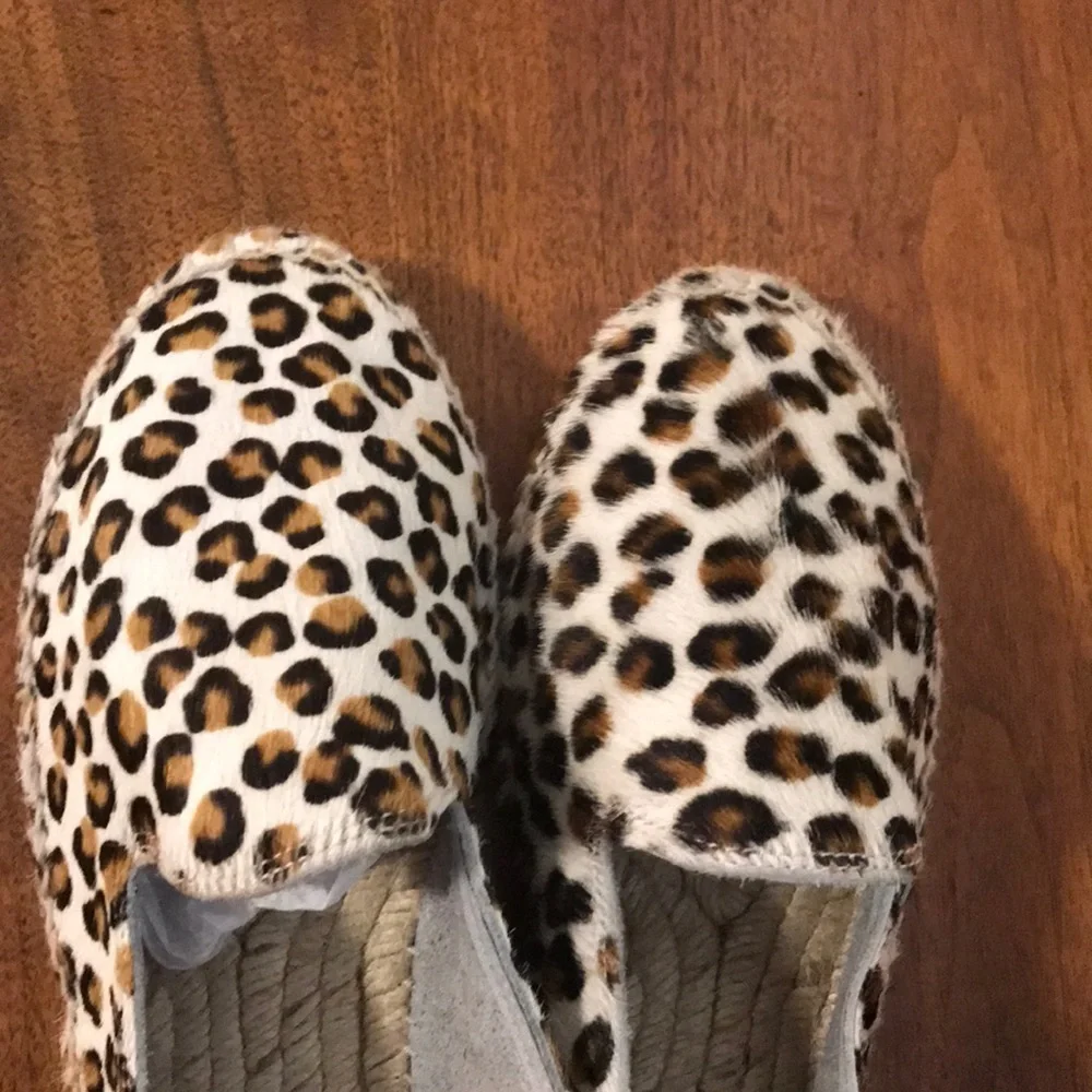 Manebi Leopard Print Pony Hair Espadrilles